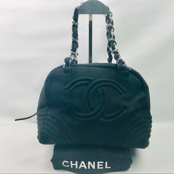 CHANEL Handbags - Authentic Chanel Black Fabric Canvas Handbag